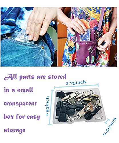 Zipper Repair Kit #5 Sliders With Pull 12 Pcs, Zipper Stops, Replacement Zipper Head Bottom Stop And Top Stop, Fix Zipper On For Repairing Coats,Jackets, Metal Plastic And Nylon Coil Zippers. #TOP7