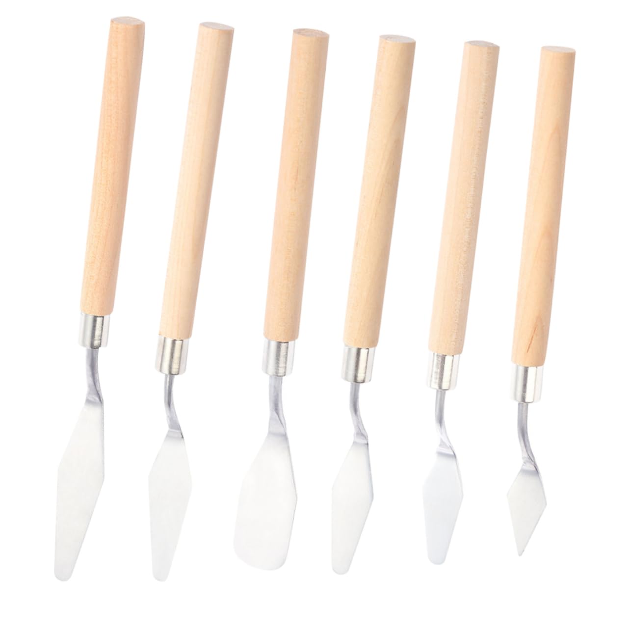 KONTONTY Oil Paint Tools 6pcs Palette Metal Spatula Set Art Painting Supplies Wood Handle