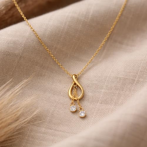 Image of RIDHVEE Anti-Tarnish Gold Plated Pendant Necklace for Women & Girls | Skin Friendly Lightweight Fashion Jewellery | Elegant Minimalist Chain Necklace & Gifting