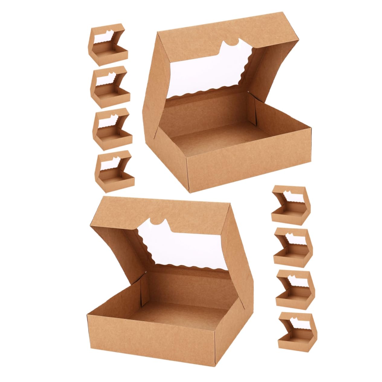 KICHOUSE 10 Pack Window Cake Boxes Delicate Paper Packaging for Cupcakes Bakes and Desserts