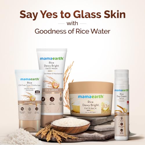 Image of Mamaearth Rice Oil-Free Face Moisturizer With Rice Water & Niacinamide for Glass Skin - 150 g | 24-Hour Hydration | Brightens Skin Tone | Improves Skin Texture | Made Safe Approved
