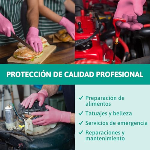 Ansell Guantes Micro-Touch Nitrafree Nitrilo Desechables, Multiuso, Alimentos, Cocina, Limpieza, Mecanico, Sin Polvo, Rosa, Talla XS (100 Guantes) - imagen 3