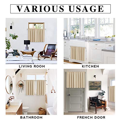 Ryb Home Thermal Insulated Curtains Blackout Small Window Curtains Light Block Privacy For Bathroom Kitchen Laundry Rv Curtains, 42 Inch Wide By 36 In Long, Biscotti Beige, 2 Pcs #TOP6