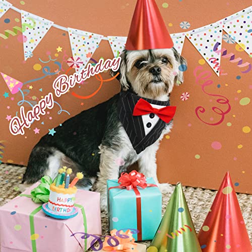 Iecoii Dog Tuxedo Bandana,Formal Dog Wedding Attire For Small Medium Large Boy Dog,Black Pet Dog Prince Tux Collar With Red Bow Tie,Adjustable Best Man Doggy Engagement Birthday Graduation Costume #TOP6