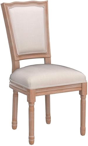 Miniatura 5 de Virabit Juego de 2 sillas de decoración francesa, sillas de comedor Louis con respaldo cuadrado y marco de madera maciza exquisitamente tallada para