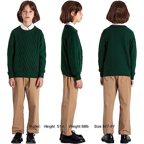 Image of BOBOYOYO Boys Sweaters 100% Cotton Cable Knit Kids Sweater Striped Pullover