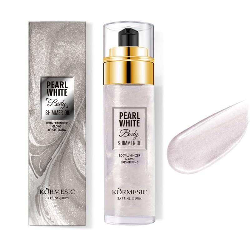 Aceite corporal brillante, resistente al agua, de larga duración, iluminador, iluminador, maquillaje corporal (01# blanco perla)