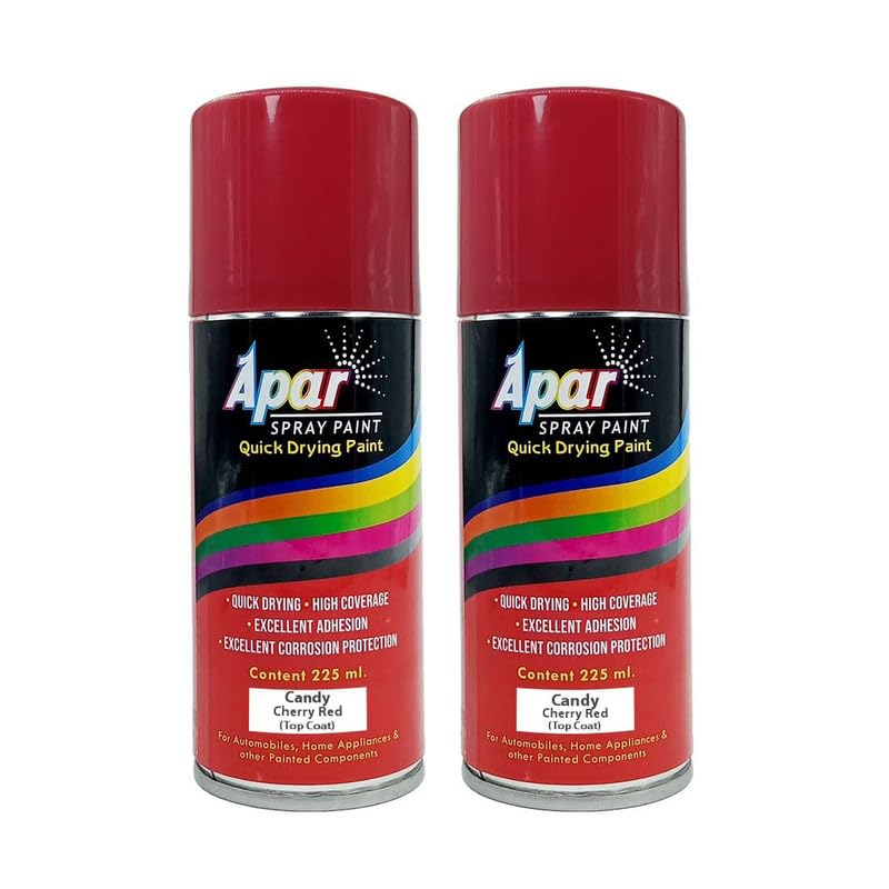 Sponsored Ad - APAR Touch Up Spray Paint CANDY CHERRY RED - 225 ml (Pack of 2-pcs) For Tata-Flame Red, Hyundai-Fiery Red, Hon. and Maruti Cars, Bikes and E-Rickshaw.