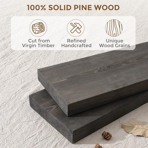 Image of Marsmiles Floating Shelves for Wall - 55 Inch Rustic Grey Wood Floating Shelves Set of 1-55 Inch Wide x 7.7 Inch Deep x 1.6 Inch Thick Wooden Shelves for Room Wall