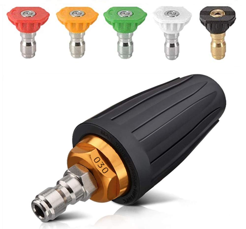 3.0 Rotating Turbo Nozzle for Pressure Washer,1/4 Inch Quick Connect,4000 PSI 3 GPM with Spray Nozzle Tips Kit