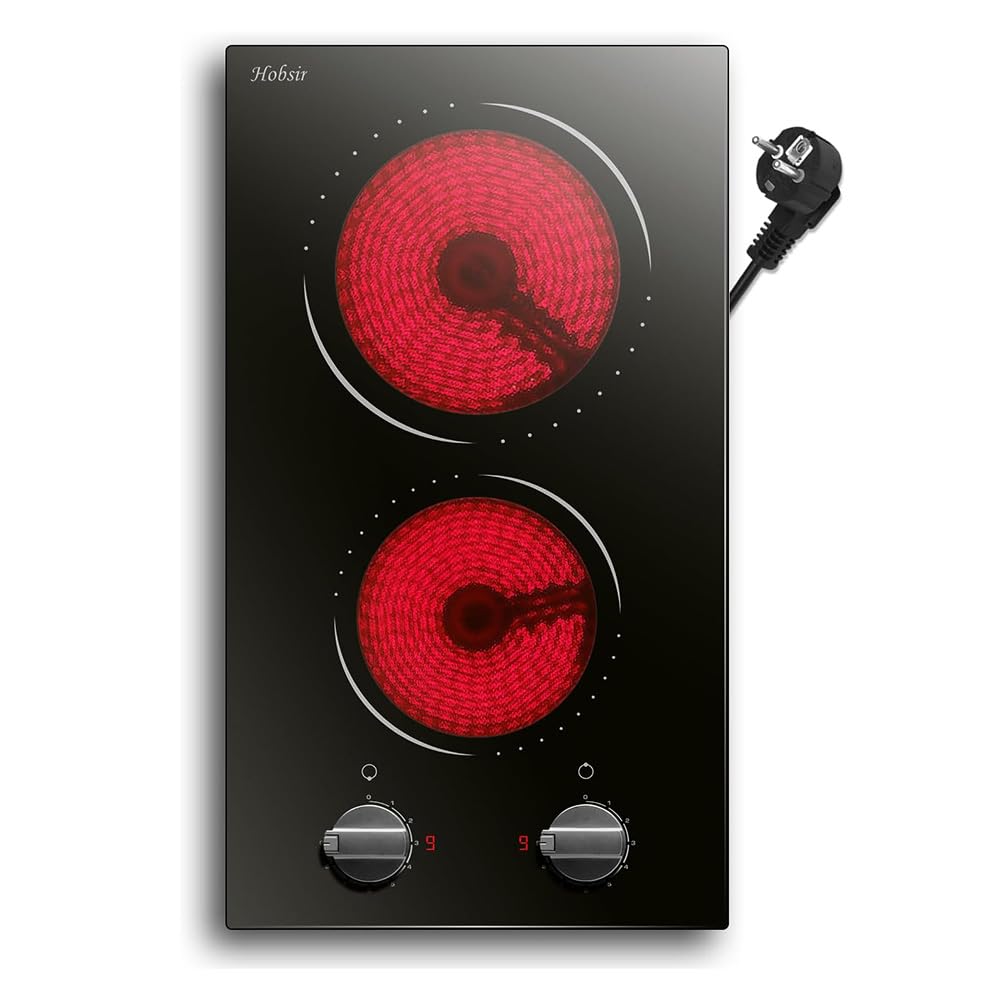 Hobsir Placa Vitrocerámica 2 Fuegos, 30 cm, Mando, 3000W