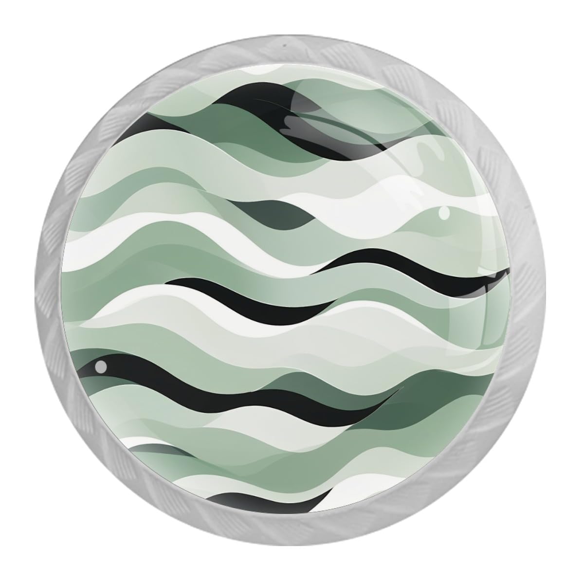 Boho Green Abstract Stripe Drawer Knobs, 1.37" Dresser Drawer Cabinet Knobs, Crystal Glass Knobs Pulls Handles Cabinet Hardware for Kitchen Cupboard Wardrobe Closet, Set of 4