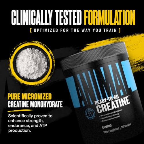 Image of Animal Micronized Creatine Monohydrate Capsules - 300 Caps, 2500mg per Serving to Support Muscle Growth, Endurance, ATP Production, Cognitive Function, Strength, Recovery, and Delay Muscle Fatigue