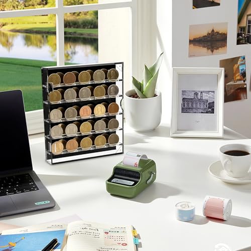 Escaparate de monedas de acrílico claro con compartimentos para mesa y pared 2