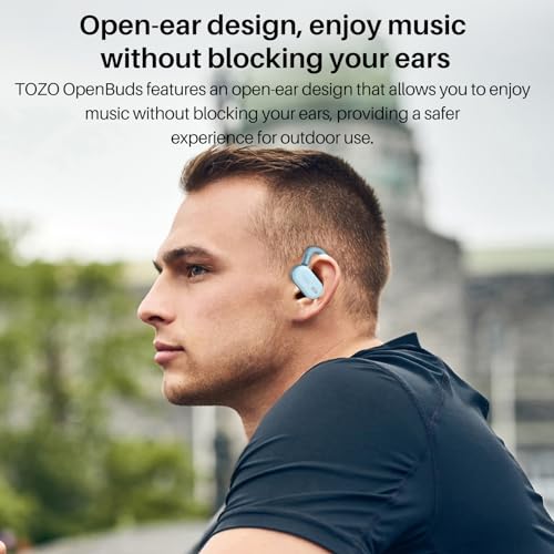 TOZO Open Buds Leichte Bluetooth Kopfhörer Kabellos 5.3 mit Mehrwinkelverstellung, Offenes Ohrdesign für langanhaltenden Komfort, Kristallklare Anrufe während der Fahrt, Blau – Bild 4