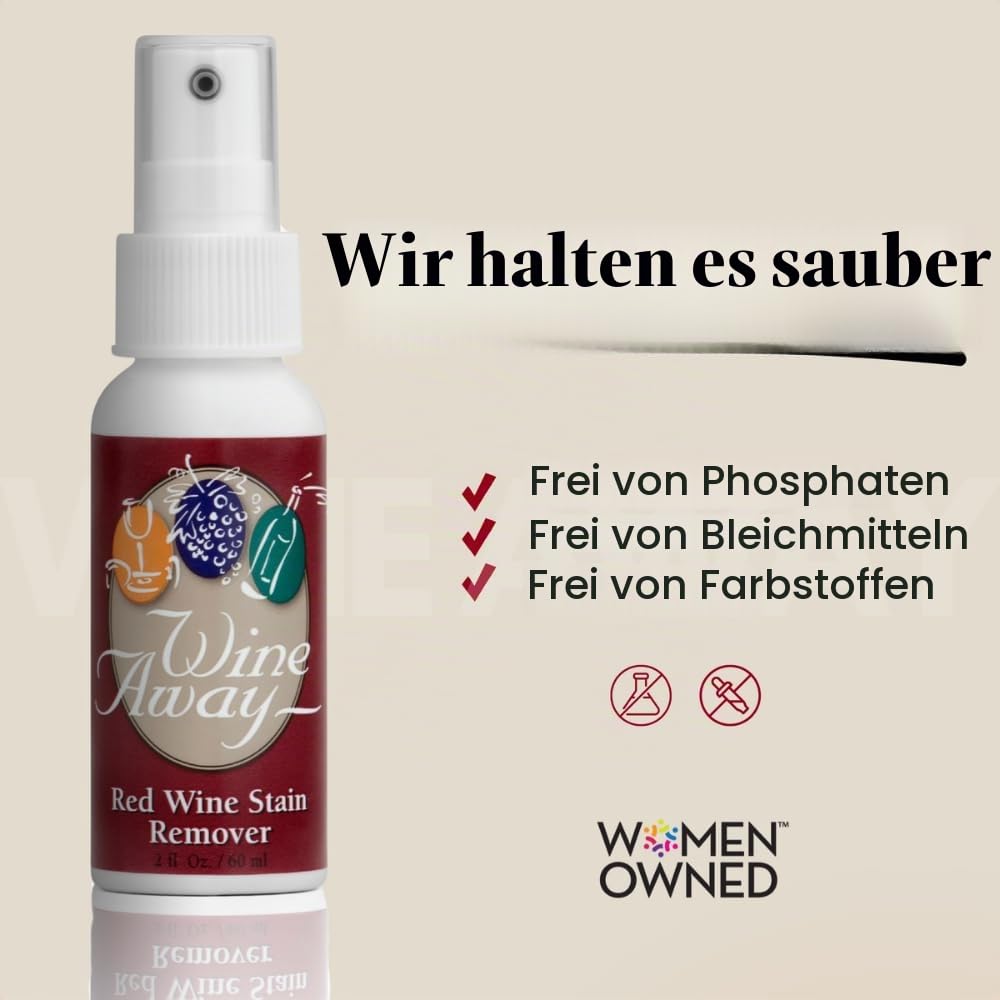 Wine Away Rotweinfleckenentferner, Spray und Waschen von Wäsche, um Flecken zu beseitigen, geruchsneutral, 57 ml, 2 Stück