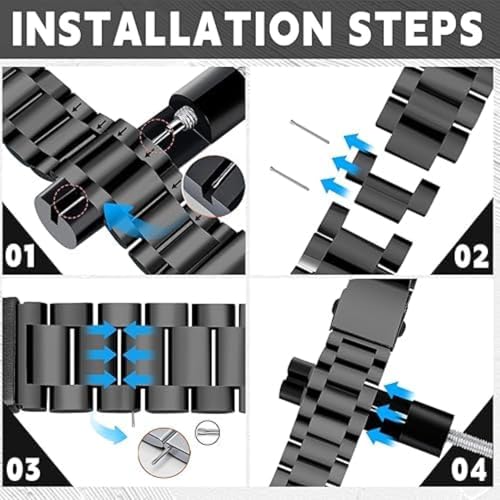 Image of TechTrendz No Gap Metal Straps For Samsung Galaxy Watch 7 Ultra 2024, Solid Stainless Steel Business Wristband For Samsung Watch 7 Ultra - Black