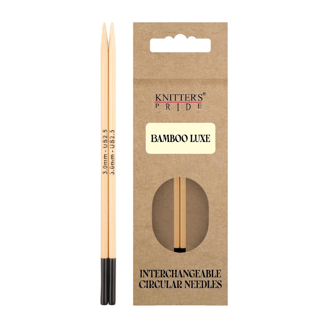 Knitter's Pride Beige/Black Bamboo Luxe Interchangeable Needle Tip 13 Cm (3.0 Mm) - Single Tip