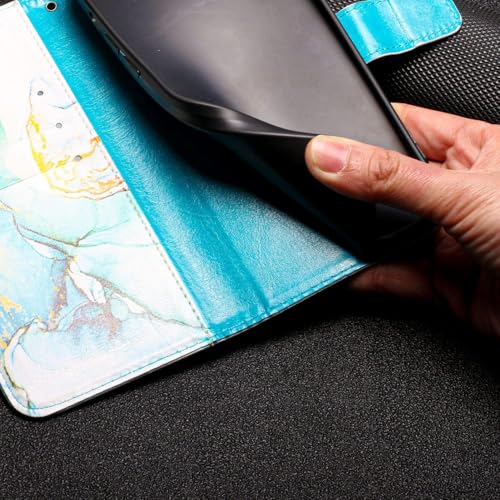 Image of ClickCase for Redmi Note 15 Pro 5G Marble Series Faux Leather Back Case Card Holder Wallet with Magnetic Closure Flip Cover for Redmi Note 15 Pro 5G (Marble Green)