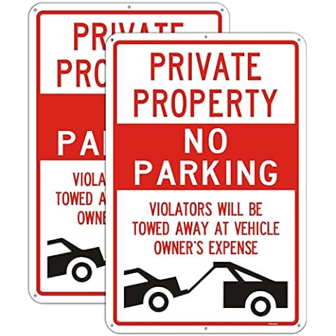 No Parking Signs Private Parking Sign 35x25cm Private Property Sign No Parking Violators Will Be Towed Sign Outdoor Metal Private Property, Parking, Clamping, Disabled, Driveway, Do not block 2 Pack Cover