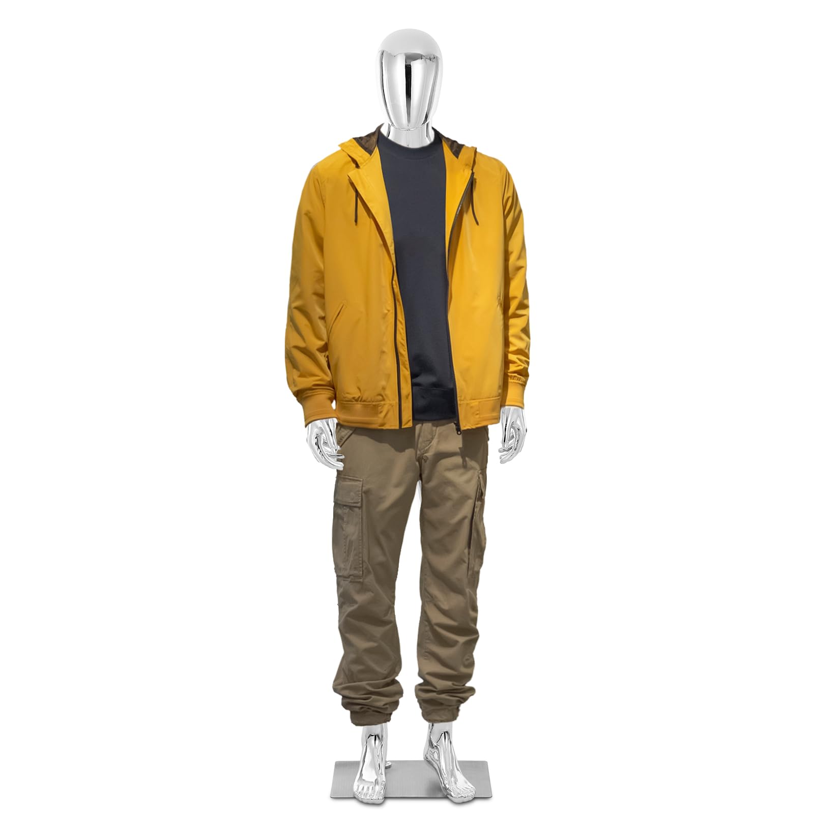 Male Mannequin Full Body Silver - 74” Detachable Man Dress Form Mannequin Realistic Metal Base for Clothing Shops