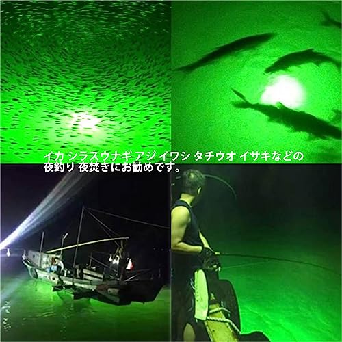 LED集魚灯 水中集魚ライト 夜釣り 海釣り 夜焚き 夜間釣り 高輝度LEDライト 20W 1800ルーメン 緑 12V IP68防水 イカ シラスウナギ タチウオ アジ ナイトタイラバ イカ釣り に効果的な ライト (20W) 6枚目