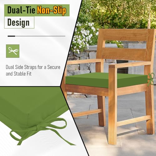 Image of Basic Beyond Outdoor Chair Cushions Set of 4, Square Corner Outdoor Cushions for Patio Furniture, Water Resistant Patio Chair Cushions with 2 Ties, 18.5x16x3, Grass Green