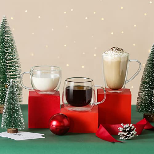 Cnglass Double Walled Glass Coffee Mugs 10Oz,Large Insulated Espresso Cups,Set Of 2 Clear Glasses Cappuccino Mug With Handle(Tea Latte Glassware) #TOP6