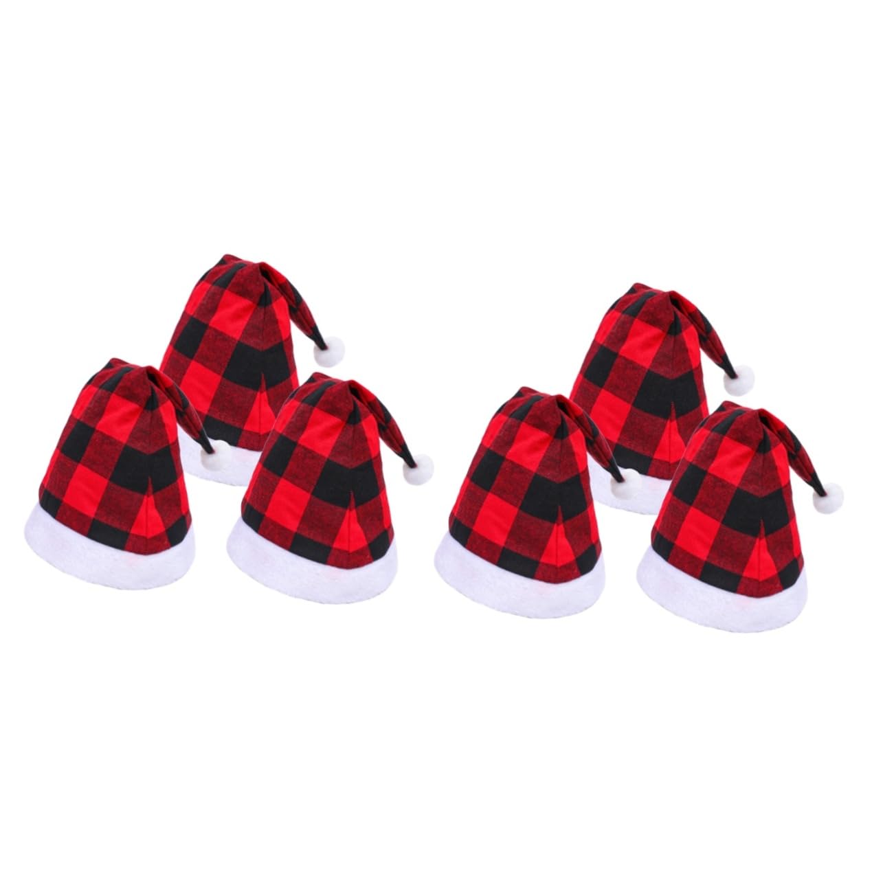 6piezas Gorro De Papá Noel Rojos y Negros Navideñas y Disfraces Cómodo y