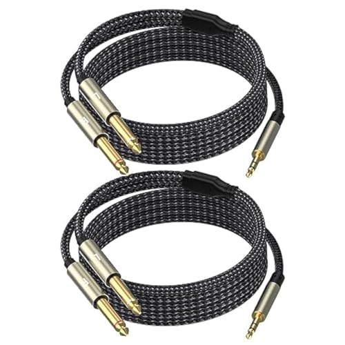 3.5mm Stereo Cable, Audio Cord, 3.3FT, 2Pack, 1/8 TRS to Dual 1/4 TS Mono, Y Splitter Stereo Cord Adapter Compatible with iPhone, PC, CD, Speaker, Home StereoSystem