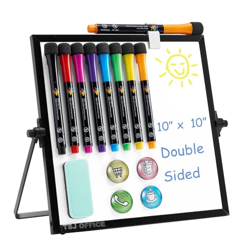 Image of TSJ OFFICE Small White Board - 10 X 10 Inches Black Framed Dry Erase Board