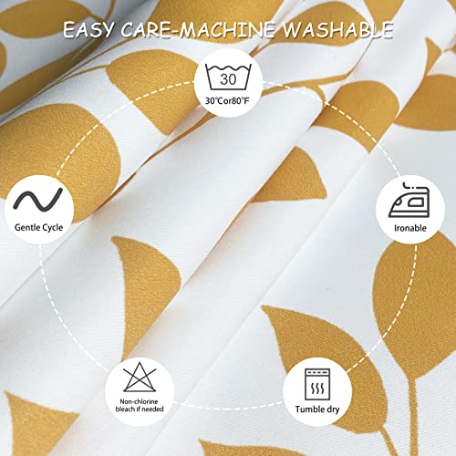 Yellow Valance Curtains 18 Inches Long Leaf Printed, Rod Pocket Short Curtain Valances For Kitchen/Windows/Living Room/Bedroom/Bathroom 1 Panel 52 X 18 #TOP4