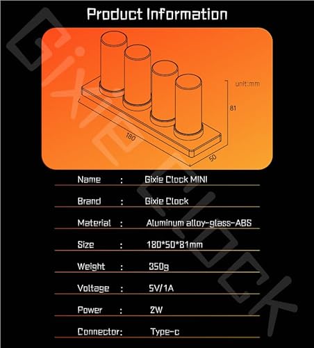Itigoitie Nixie Clock,Nixie Tube Clock Simulation,Digital Clock,Modern Table Clock,Rgb Creative Desktop Swing,Desktop Decoration,Reteo Modern Desktop Clock,Digital Table Clock #TOP6