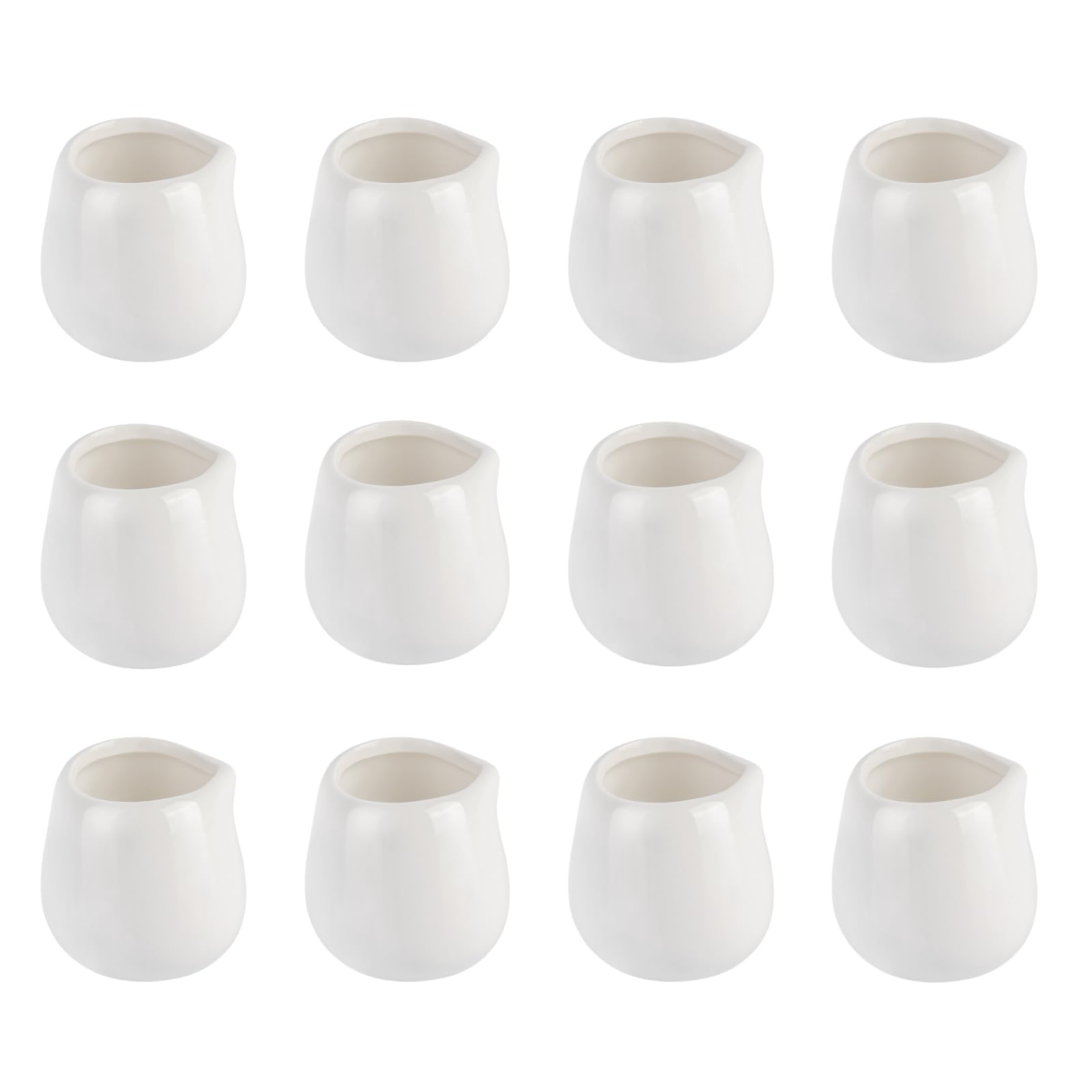 12 PCS White Small Porcelain Milk Jug, 50ml Mini Creamer Pitcher, Reusable Fingerprint Gravy Jug for Coffee, Milk and Sauces