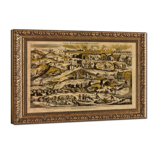 Carte du pèlerin 1813 sur toile à suspendre, un cadeau de décoration unique pour passionnés