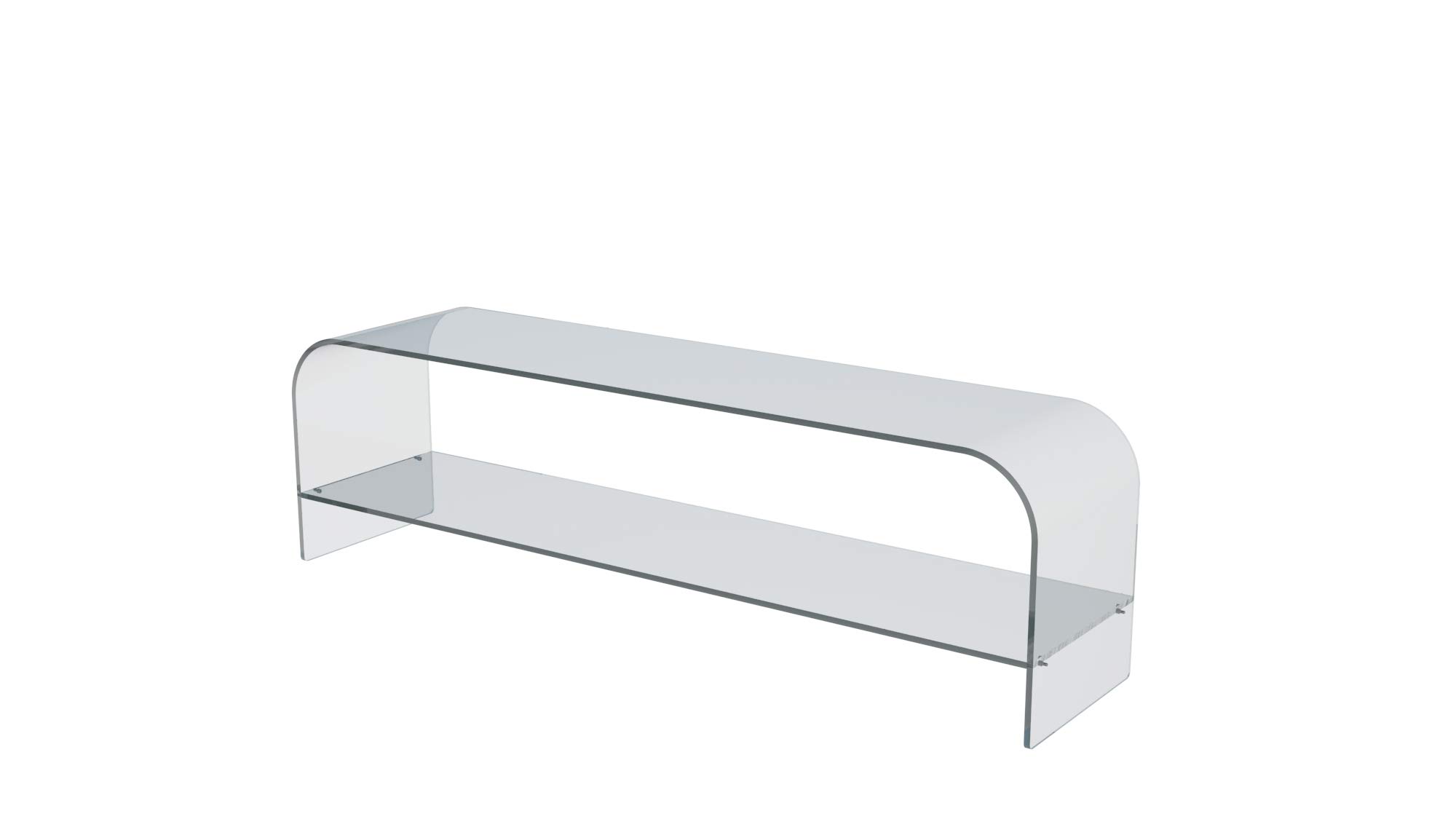 Tavolino Basso Rettangolare in Vetro Temperato Curvato Con Ripiano Tavolo Da Soggiorno Salotto Salone Caffè Studio Luxury Z-106 Design Minimal Moderno Ed Elegante Arredo Arredamento 120 x 35 x 38 Cm