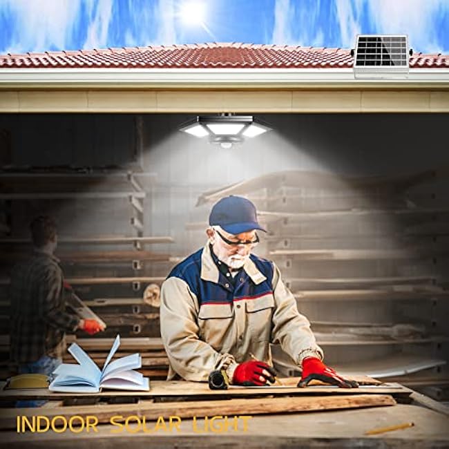 Solar Shed Light Solar Pendant Light Indoor Outdoor 180 LED Motion Sensor with Remote Control