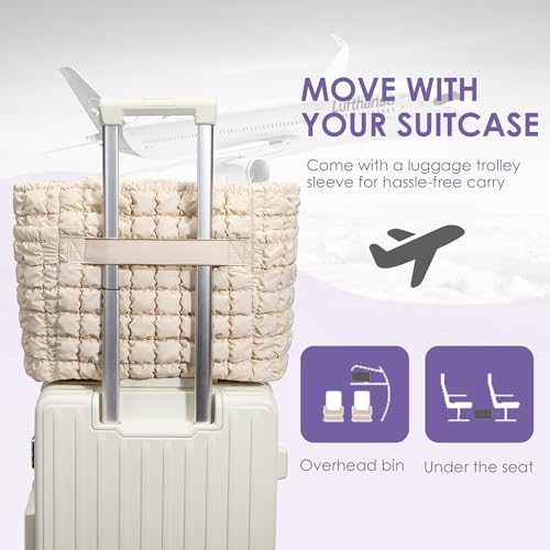 CORALDAISY Puffer Tote Bag para Mujer Bolso Tote ligero con cremallera, gran bolso de trabajo acolchado para viaje, bolso de hombro abultado miniatura 5