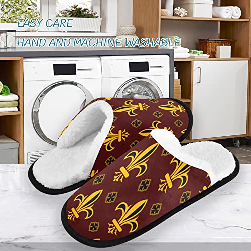 visesunny Fleur De Lis Design Fashion Cozy Fuzzy Mens Womens Memory Foam House Slippers Plush Fleece Indoor Outdoor Slipper3
