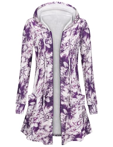 Cucuchy Style Womens Long Hoodies Casual Zip Up Tunic Sweatshirt Open Front Cardigan