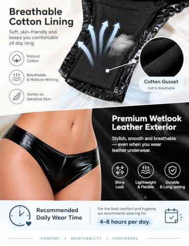 ohmydear Kunstleder Brazilian Slip Damen Hotpants Sexy Tanga – Bild 3