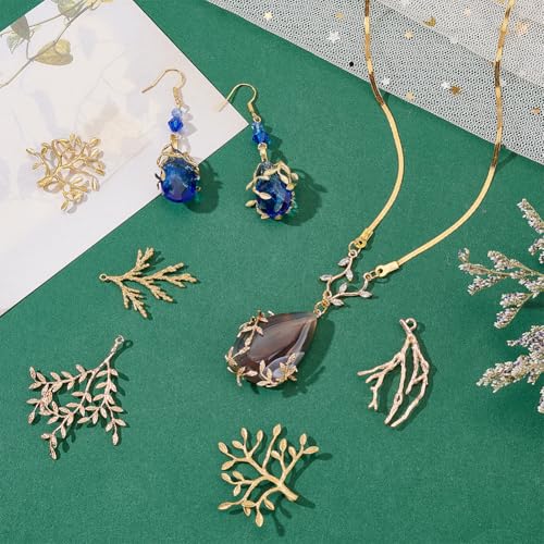 Plateaux pendentif branche dorée : fixez facilement vos cabochons sans soudure complexe - 2
