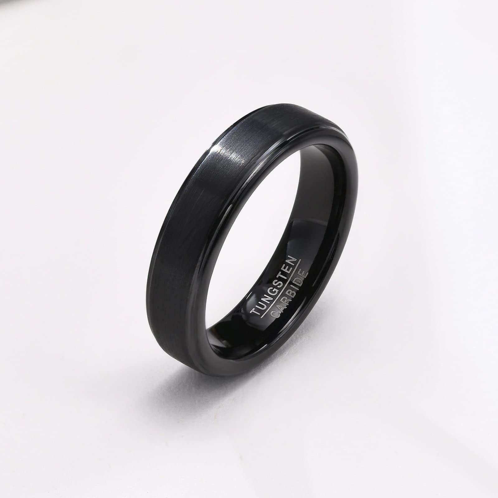 Collar personalizado para parejas, collar de promesa a juego, anillos de boda de tungsteno de 5 mm, collar negro cepillado, regalo personalizado para el día de San Valentín