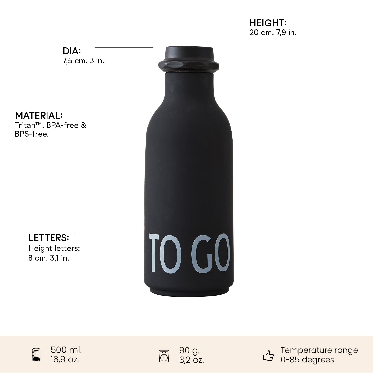 Design Letters Bottiglia d'Acqua 500Ml Borraccia Acqua
