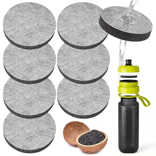 8 Piezas Discos Filtrantes de Recambio para Brita Fill&Go, Filtro de Carbón Activado Que Reducen el Cloro para Brita, Filtra Micropartículas Sabor Olor Filtración, Fácil de Instalar, Fácil de Instalar