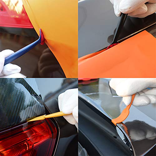 Gomake Window Tint Tool Set Include Wrist Tool Pocket, 4 Inch Vinyl Wrap Felt Squeegee, Micro Magnet Squeegee Stick, Scraper, Art Knife and Vinyl Cutter