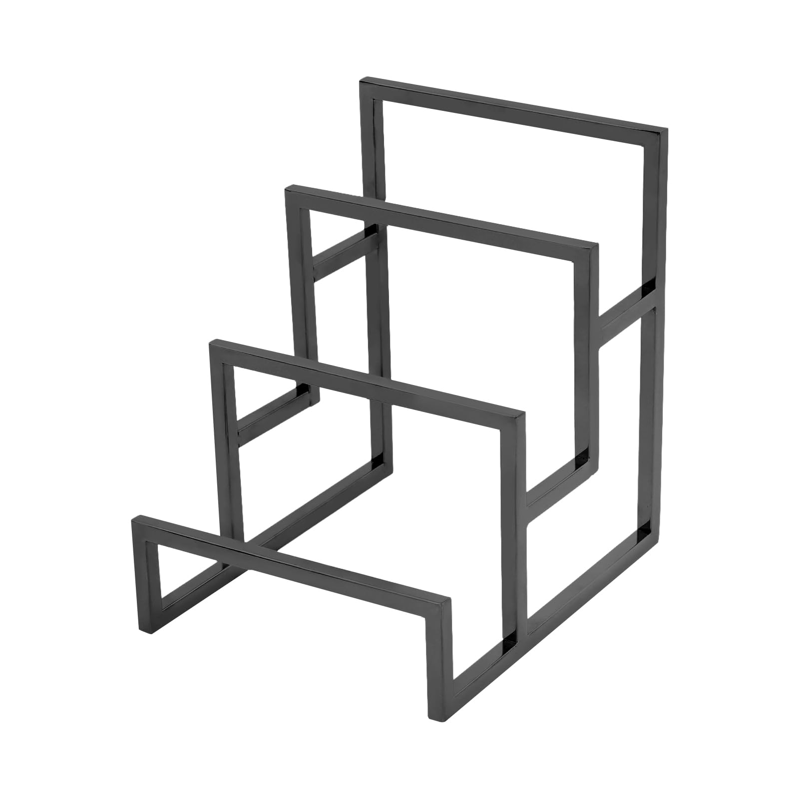 Soporte para cartera de 3 niveles de acero inoxidable, soporte para bolsos de negocios, soporte para mesa o armario, para almacenamiento elegante, 15 x 18 x 20 cm (negro)