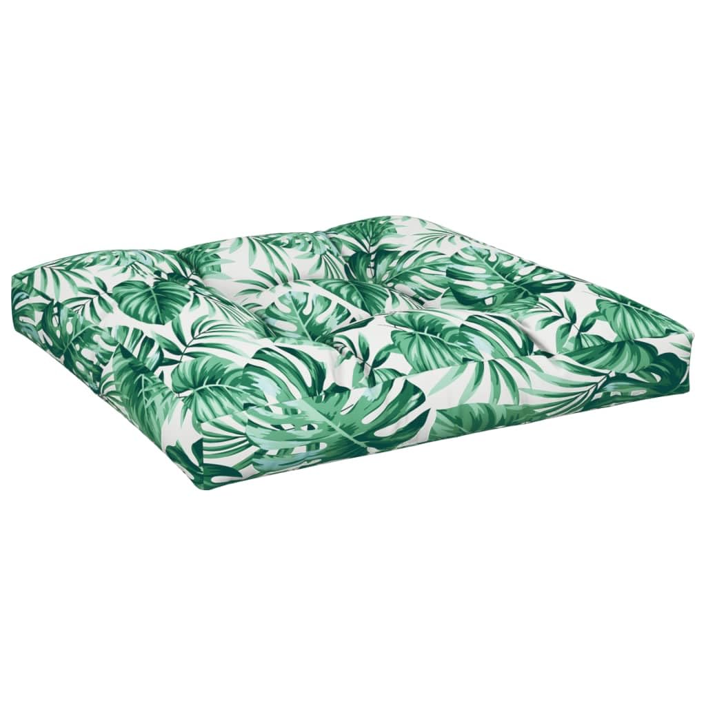 Juego de 2 cojines para palé, diseño de hojas, de poliéster, impermeable, 80 x 80 x 12 cm, cojín de respaldo acolchado de 80 x 40 x 12 cm, para jardín, balcón, terraza, salón, oficina