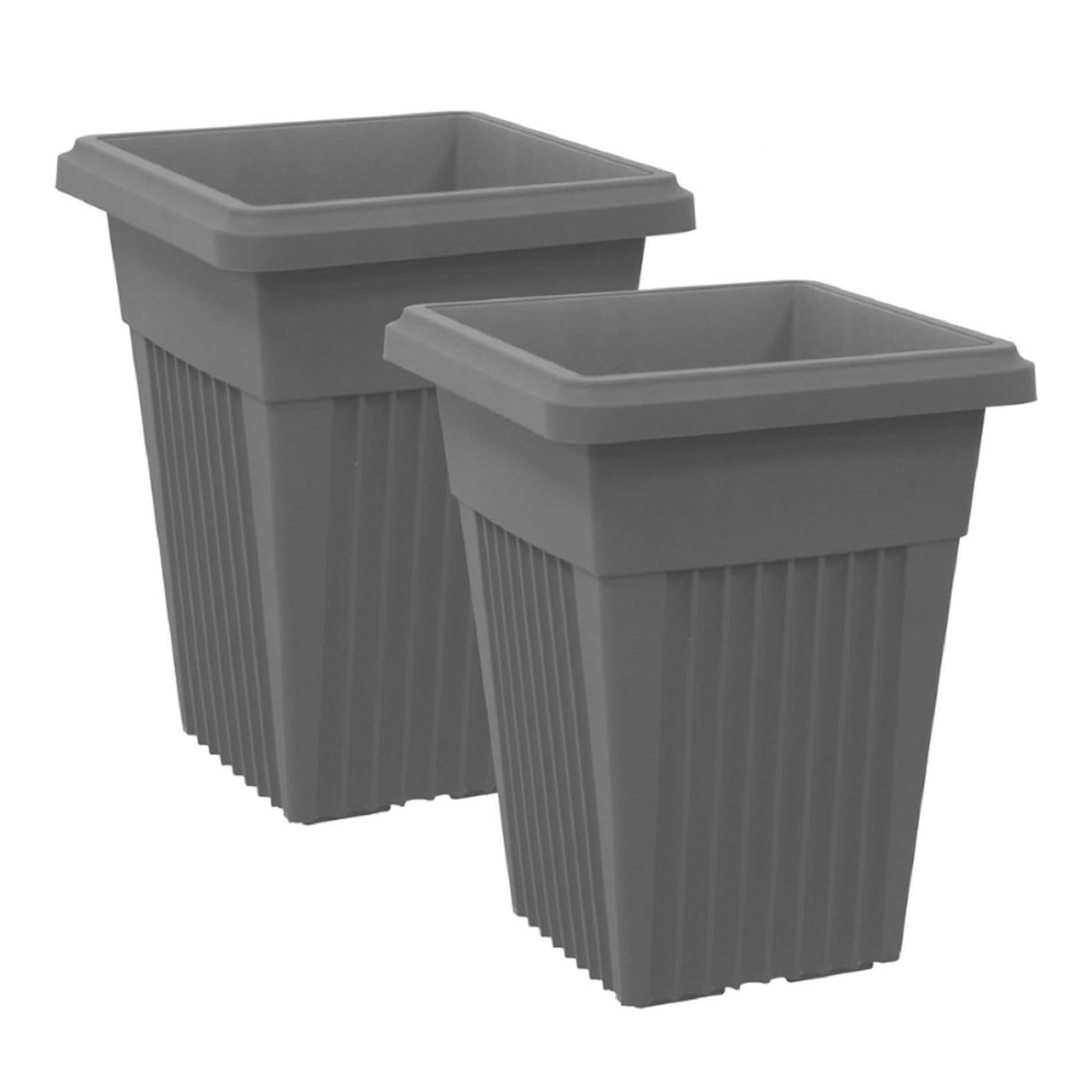 Khanary 40cm Sovereign Pillar Upright Tall Planters –Modern Square Flower Pot Garden, Patio, Front Door, decks, doorways, balconies, or offices (40cm Planter-Dark Grey, 2x 40cm Planter)