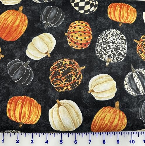 Hallows Eve Tossed Pumpkins 27085-99 Cotton Fabric by The yard